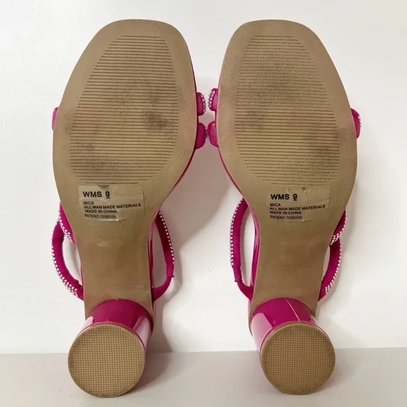 Report Rose Pink Rhinestone Embellished Block Heels Size 9 - Picture 9 of 9